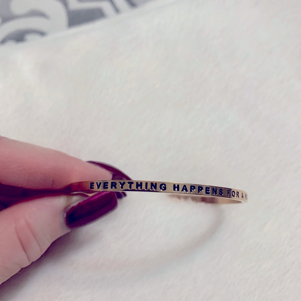 Mantra bracelet rose gold color.